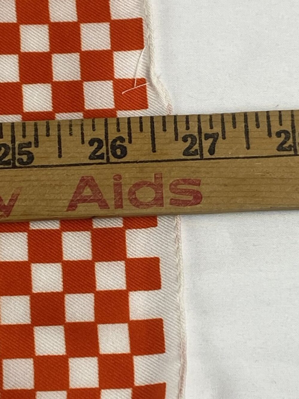 John Weitz Vintage Orange & White Checkered Scarf 26" Square Made In Italy - Picture 8 of 9